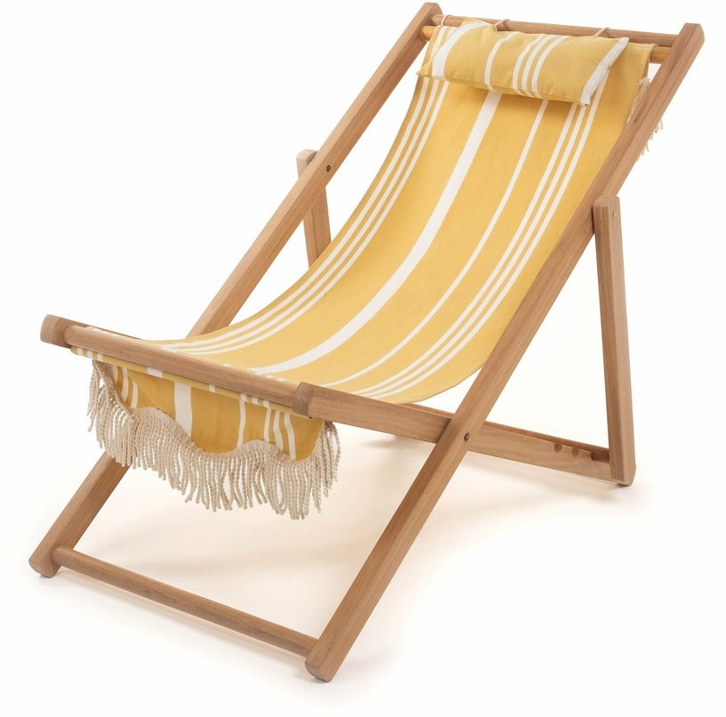 Chaise longue aux rayures jaunes et blanches vintage Sling Premium - Business & Pleasure - The Cool Republic