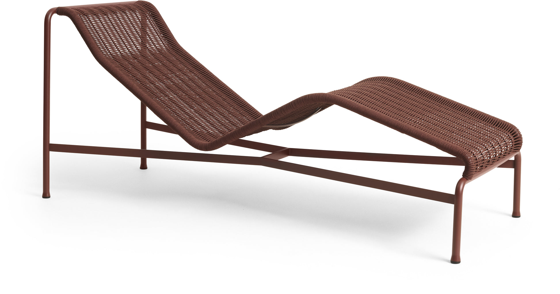 Chaise longue en corde et acier bordeaux 65x164x70cm Palissade - Hay