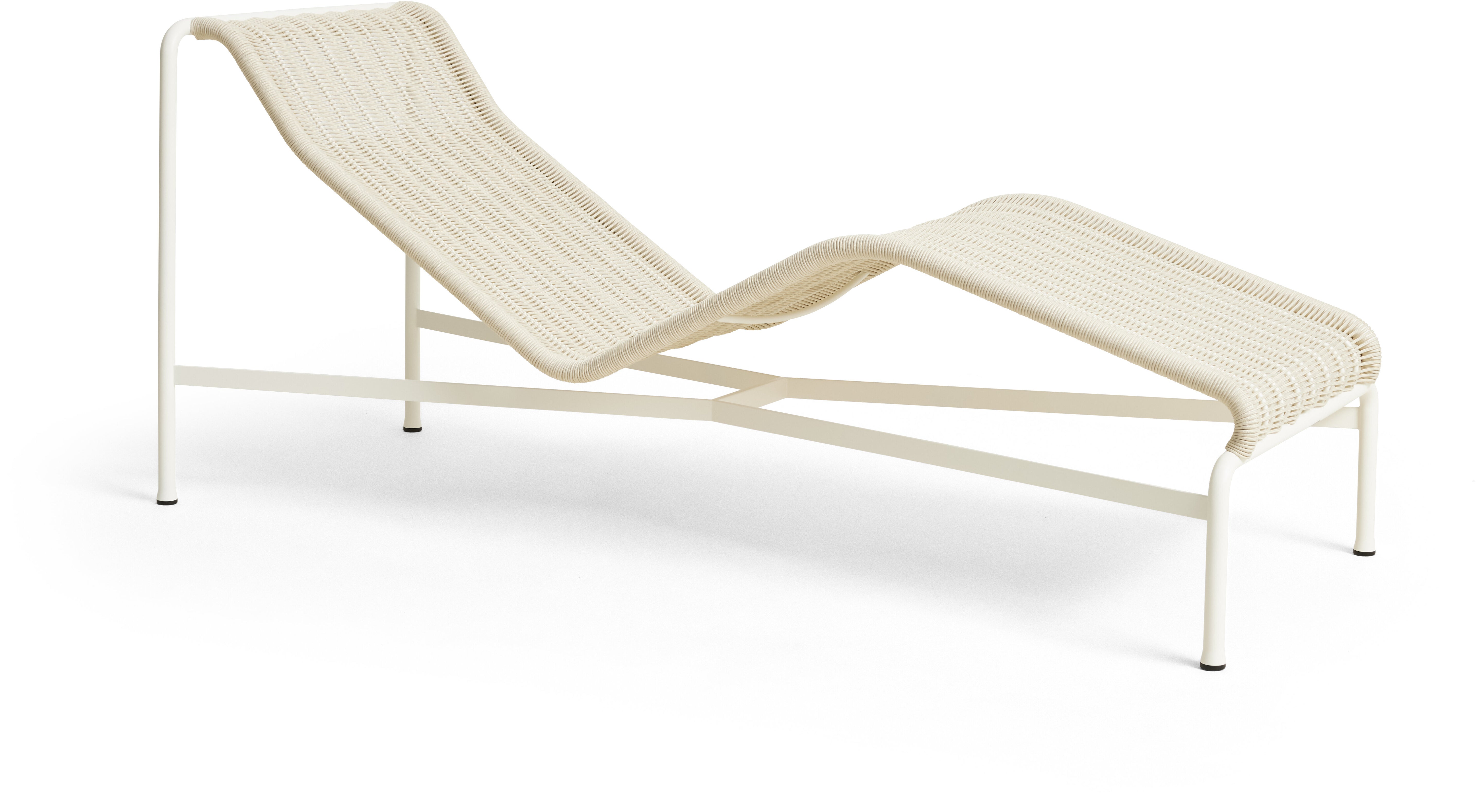 Chaise longue en corde et acier crème 65x164x70cm Palissade - Hay