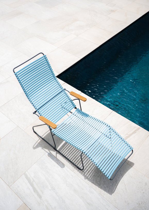 Chaise longue en métal et plastique jaune citron 143x60,5x96cm sunlounger Click - Houe - The Cool Republic