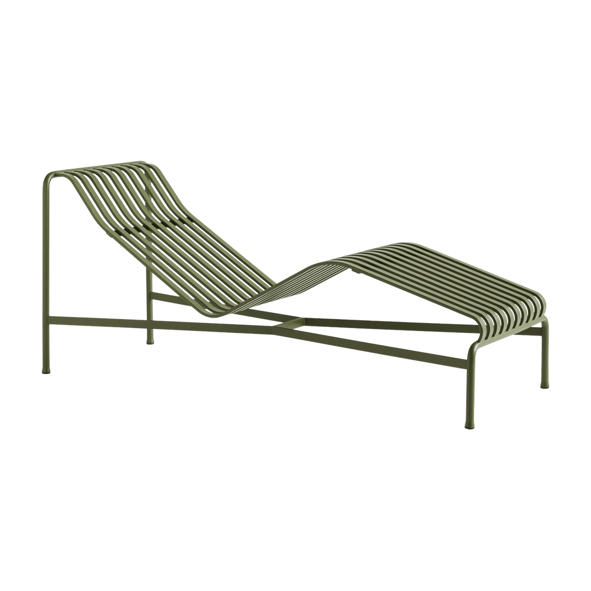 Chaise longue en métal olive Palissade - HAY - The Cool Republic
