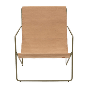 Chaise longue en vinyl marron et acier vert olive 63 x 66 cm Desert - Ferm Living - The Cool Republic