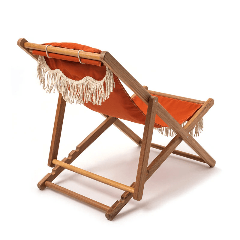 Chaise longue transat de jardin en bois et tissu orange The Sling - Business & Pleasure - The Cool Republic