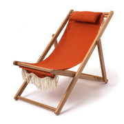 Chaise longue transat de jardin en bois et tissu orange The Sling - Business & Pleasure - The Cool Republic