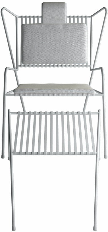 Chaise lounge avec repose pieds en acier blanc et coussins beige Capri Easy - Cools Collection - The Cool Republic
