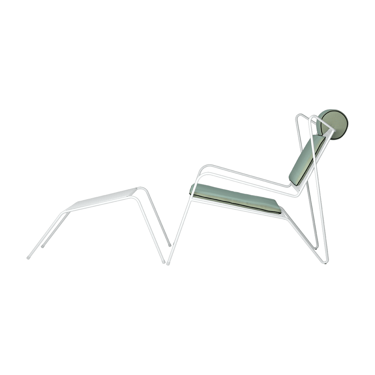 Chaise lounge avec repose pieds en acier blanc et coussins opal Capri Easy - Cools Collection - The Cool Republic
