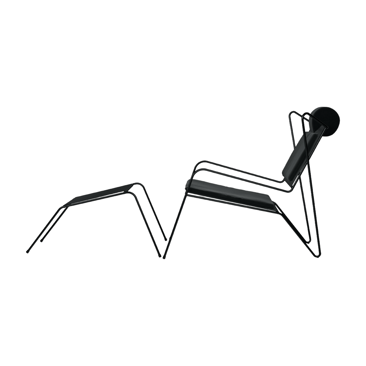 Chaise lounge avec repose pieds en acier et coussins noir Capri Easy - Cools Collection - The Cool Republic