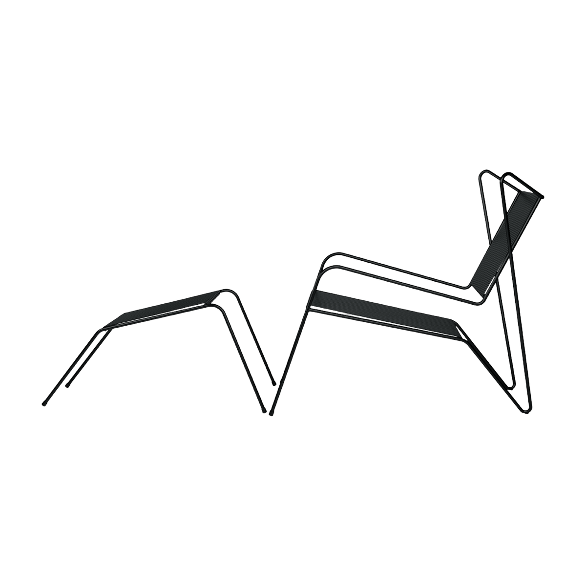 Chaise lounge avec repose pieds en acier noir Capri Easy - Cools Collection - The Cool Republic