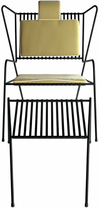 Chaise lounge avec repose pieds en acier noir et coussins jaune Capri Easy - Cools Collection - The Cool Republic