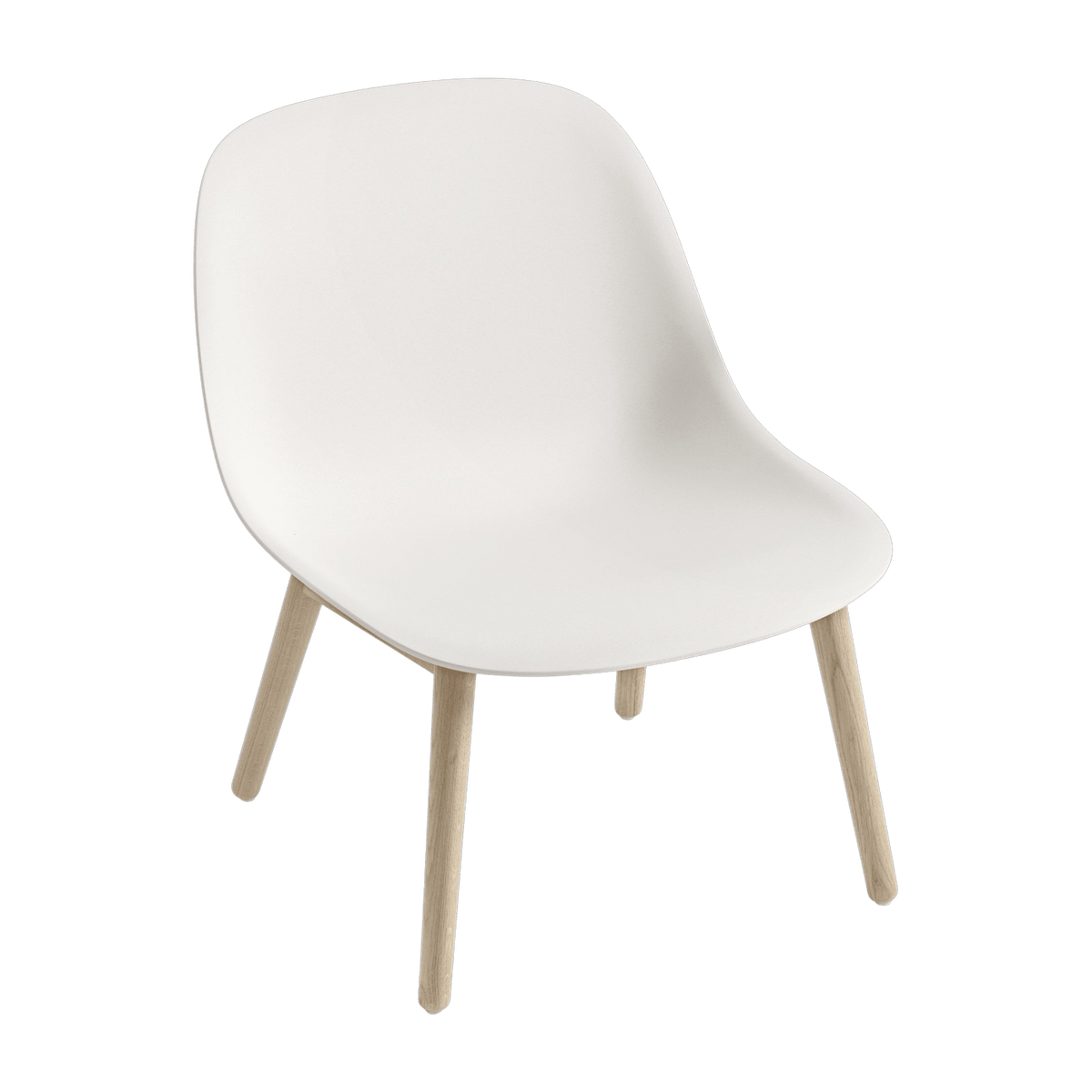 Chaise lounge blanche piétement en chêne Fiber - Muuto - The Cool Republic