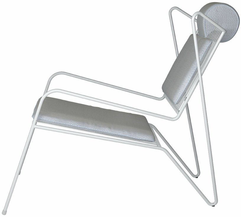 Chaise lounge en acier blanc et coussins beiges Capri Easy - Cools Collection - The Cool Republic