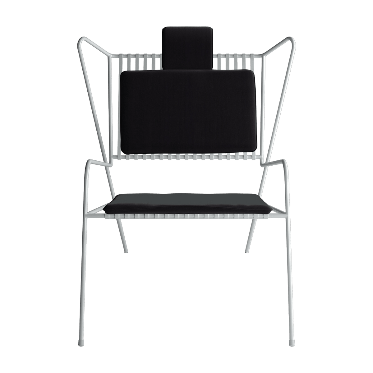 Chaise lounge en acier blanc et coussins noirs Capri Easy - Cools Collection - The Cool Republic