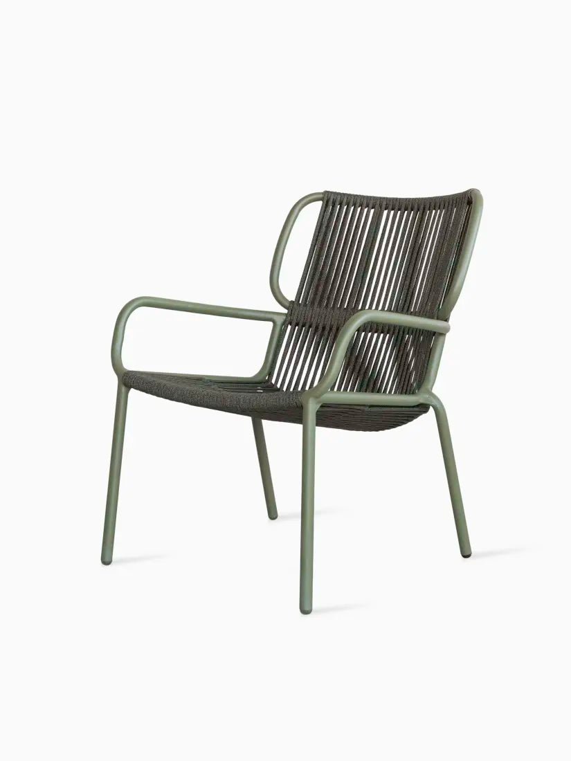 Chaise lounge en aluminium thermolaqué et corde vert 67x83cm Ribbon - Vincent Sheppard - The Cool Republic