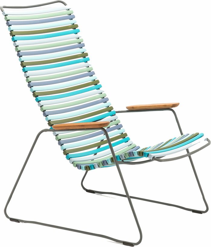 Chaise lounge en métal et plastique bleu et vert multicolore CLICK - Houe - The Cool Republic