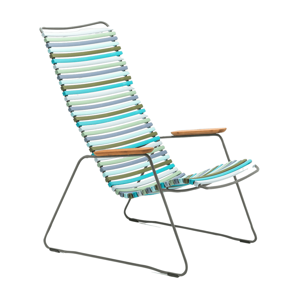 Chaise lounge en métal et plastique bleu et vert multicolore CLICK - Houe - The Cool Republic