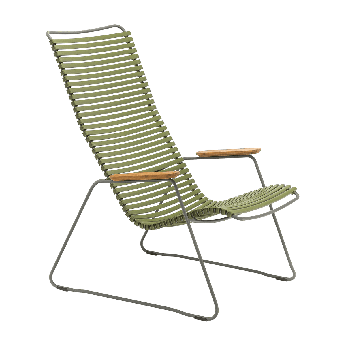 Chaise lounge en métal et plastique vert olive CLICK - Houe - The Cool Republic