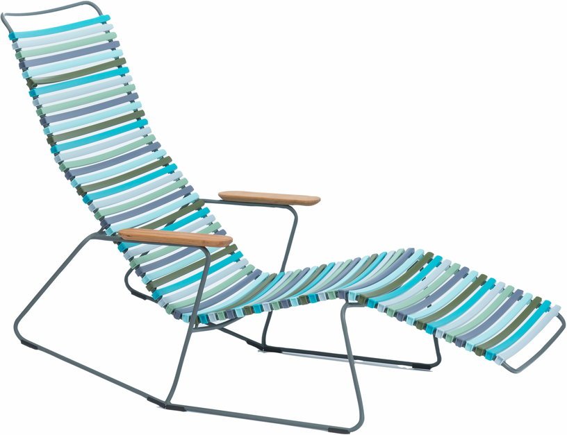 Chaise lounge modulable en métal et plastique bleu et vert multicolore CLICK - Houe - The Cool Republic