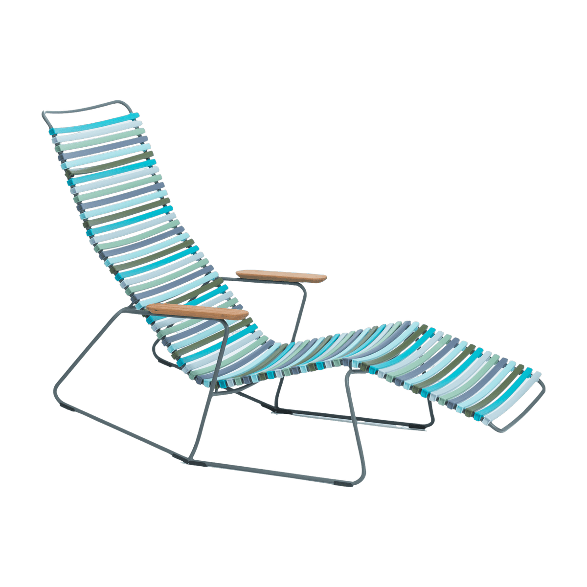 Chaise lounge modulable en métal et plastique bleu et vert multicolore CLICK - Houe - The Cool Republic