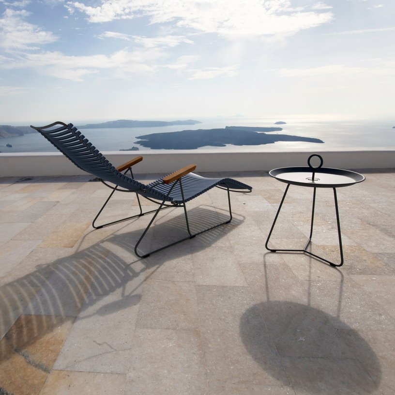Chaise lounge modulable en métal et plastique bleu pigeon CLICK - Houe - The Cool Republic