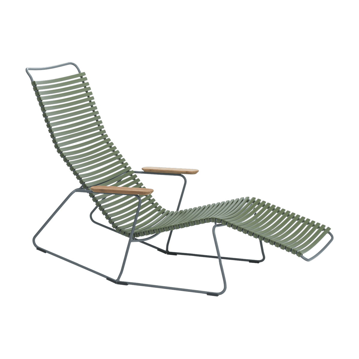 Chaise lounge modulable en métal et plastique vert olive CLICK - Houe - The Cool Republic