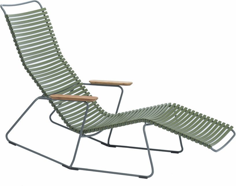Chaise lounge modulable en métal et plastique vert olive CLICK - Houe - The Cool Republic