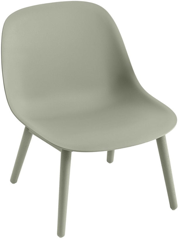 Chaise lounge verte piétement en chêne Fiber - Muuto - The Cool Republic