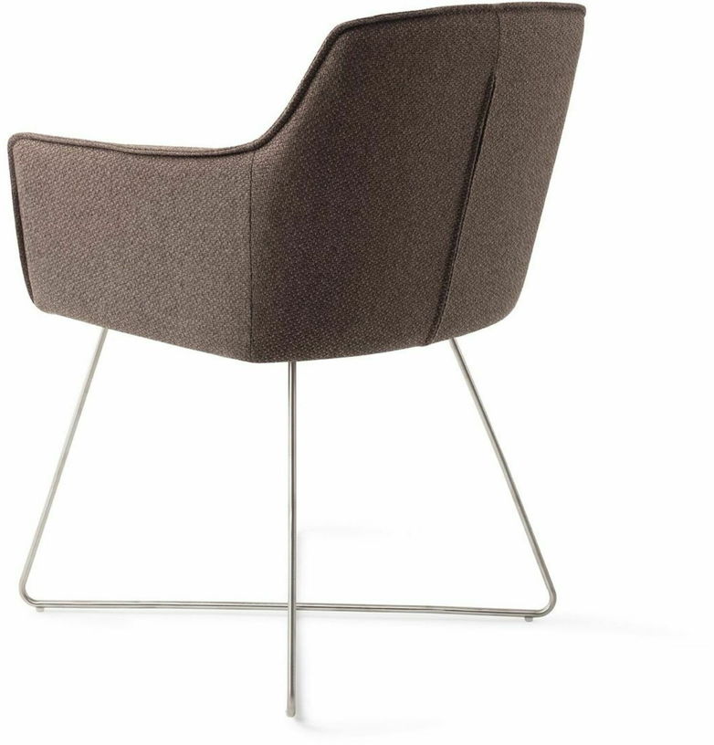 Chaise marron potters clay avec pieds croisés en métal argenté Hofu - Jesper Home - The Cool Republic