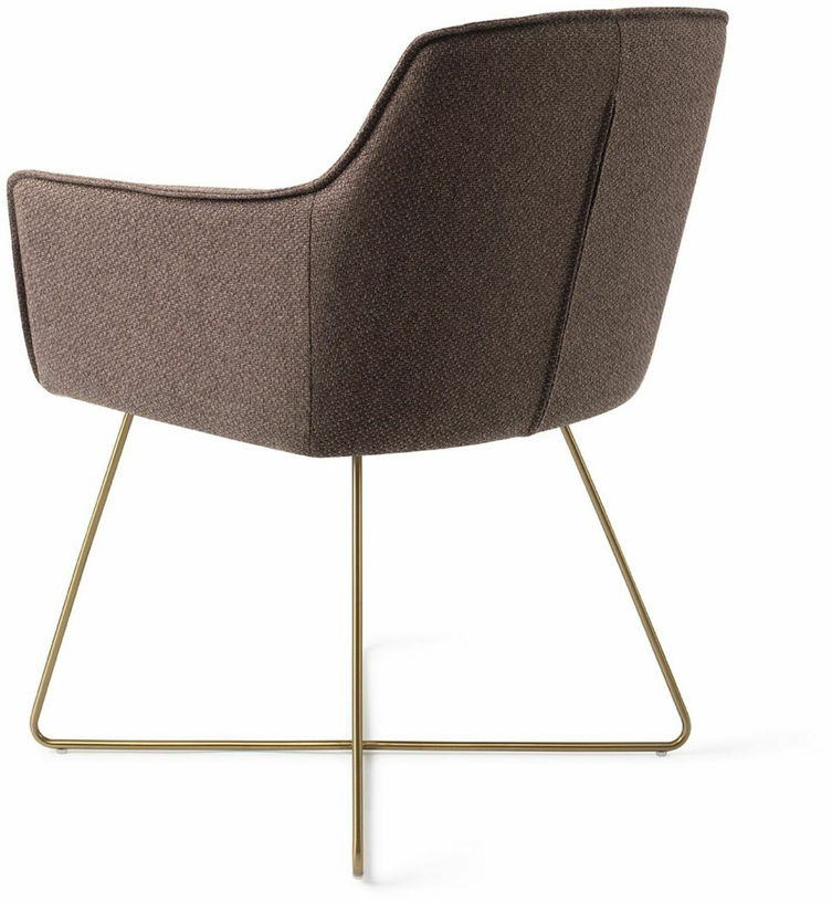 Chaise marron potters clay avec pieds croisés en métal doré Hofu - Jesper Home - The Cool Republic