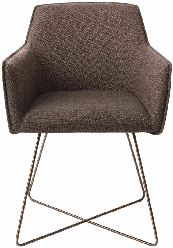 Chaise marron potters clay avec pieds croisés en métal rosé Hofu - Jesper Home - The Cool Republic