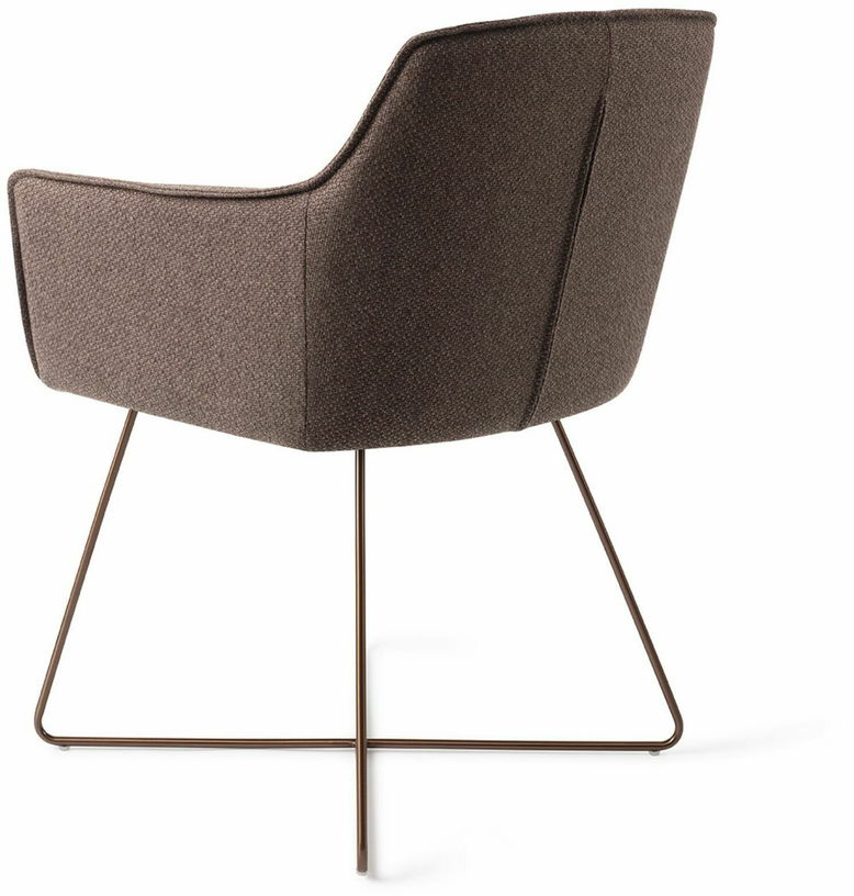 Chaise marron potters clay avec pieds croisés en métal rosé Hofu - Jesper Home - The Cool Republic