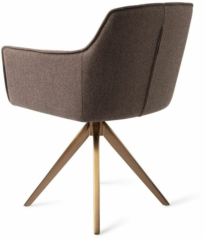 Chaise marron potters clay avec pieds rotatifs en métal rosé Hofu - Jesper Home - The Cool Republic