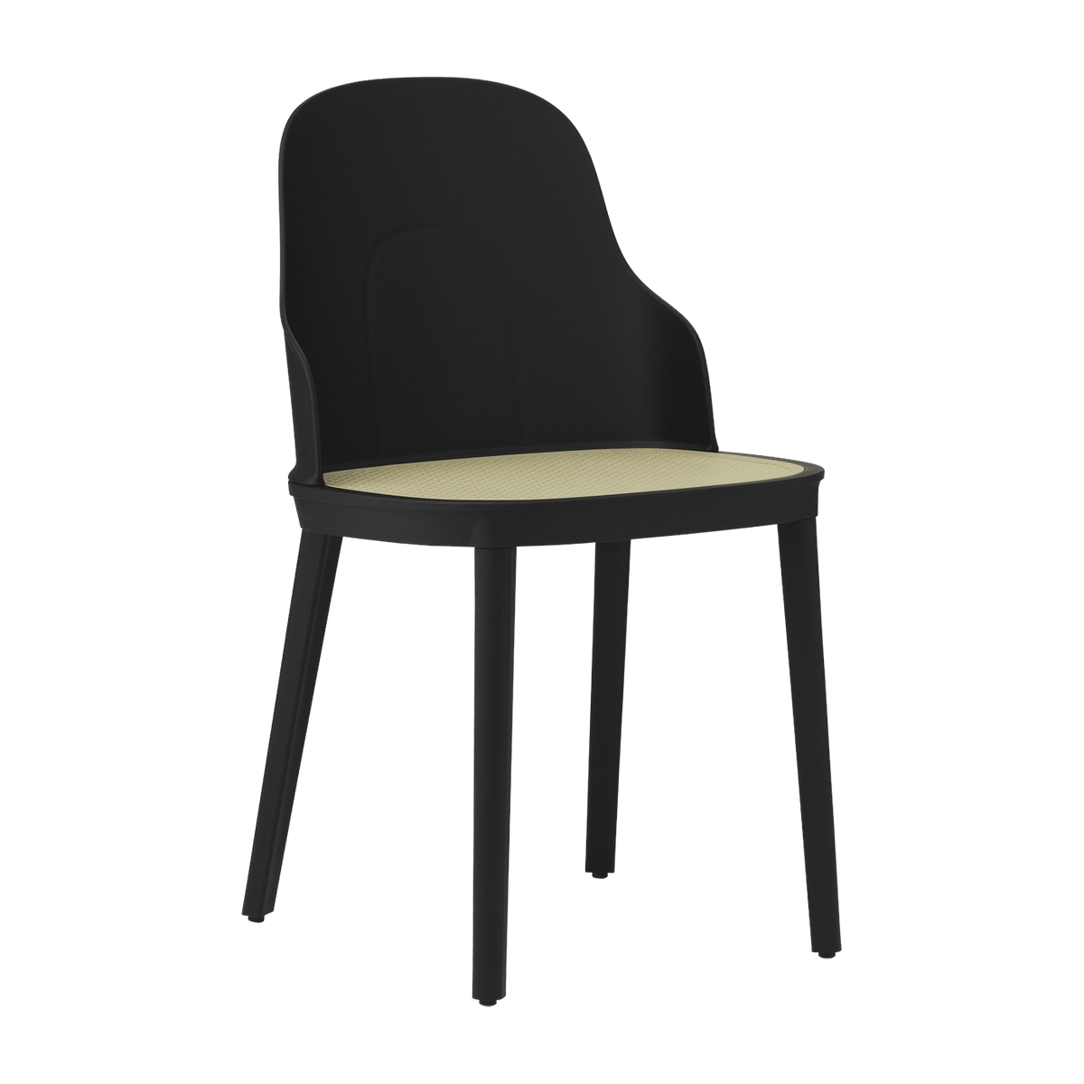Chaise noire en polypropylène à l'assise cannage moulé Allez noir - Normann Copenhagen - The Cool Republic