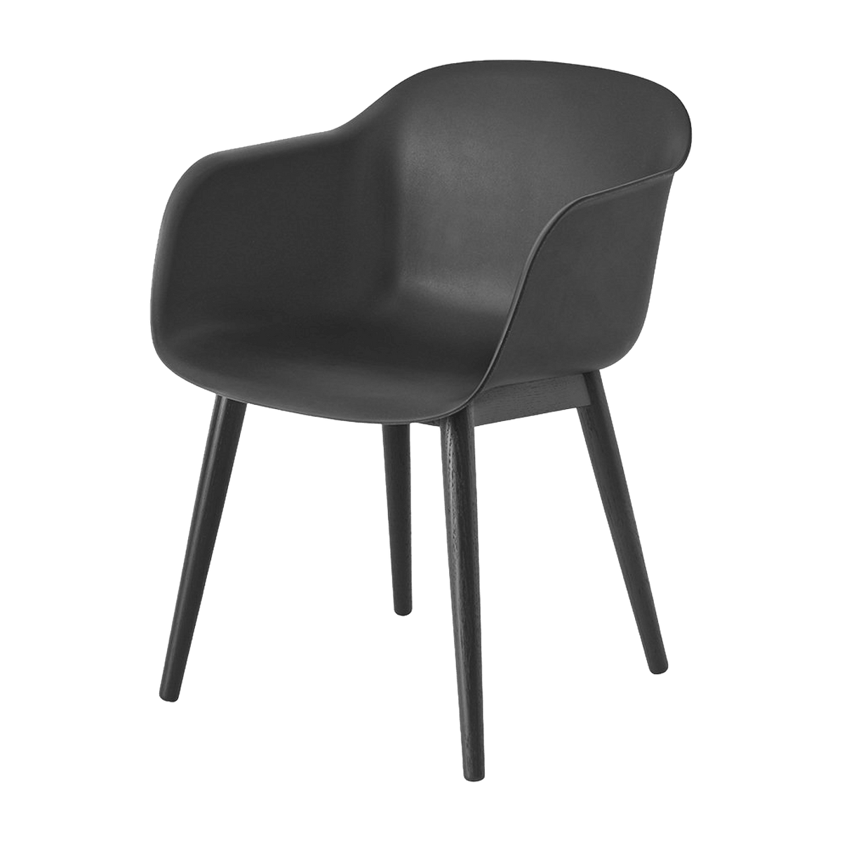 Chaise noire piétement en bois chêne Fiber - Muuto - The Cool Republic