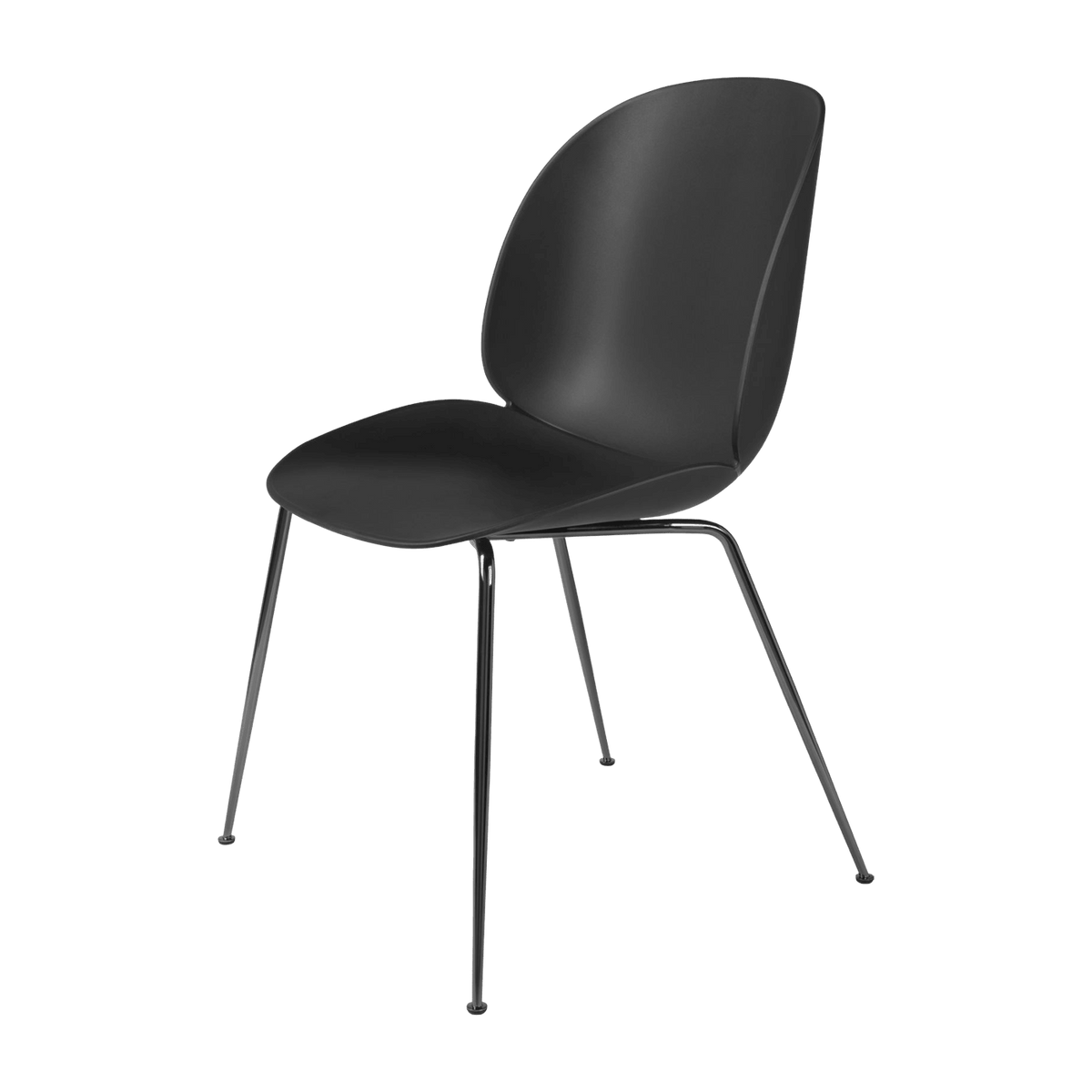 Chaise noire piétement en métal chromé noir Beetle - Gubi - The Cool Republic