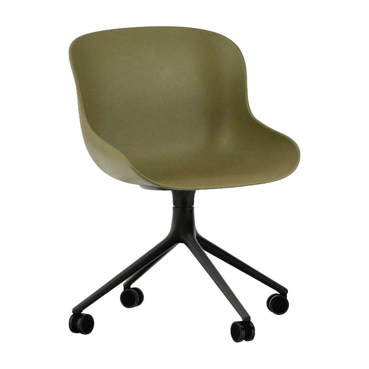 Chaise pivotante 4 roues en aluminium noir et pp olive Hyg - Normann Copenhagen - The Cool Republic