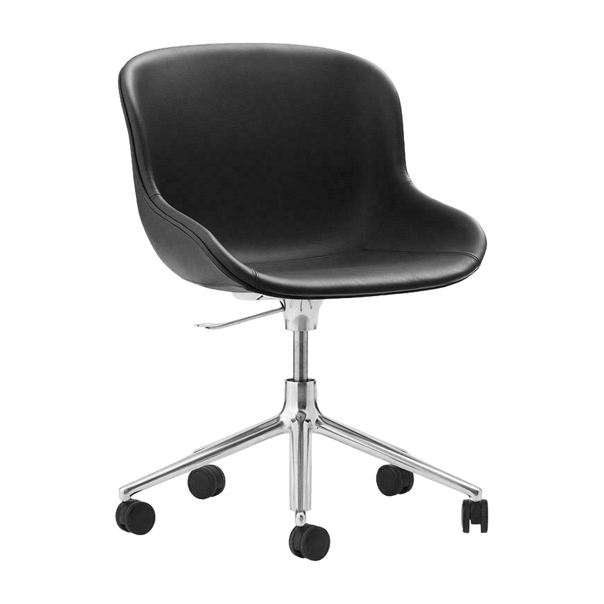 Chaise pivotante 5 roues en aluminium et cuir noir Hyg - Normann Copenhagen - The Cool Republic
