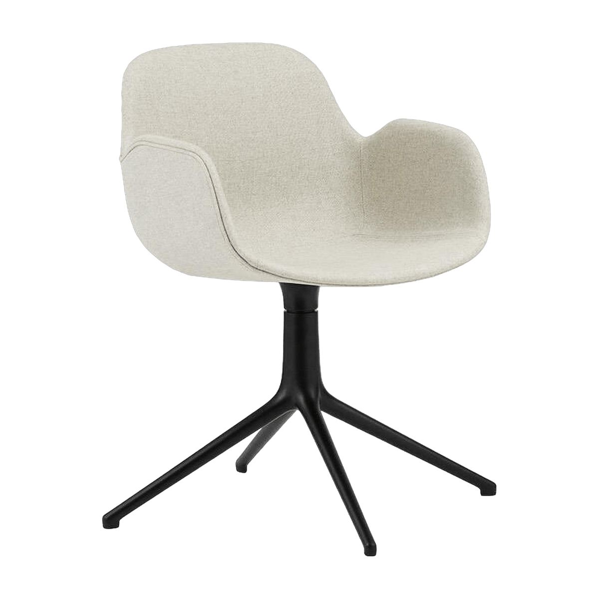 Chaise pivotante avec accoudoirs en aluminium noir et tissu camira blanc mlf20 Form - Normann Copenhagen - The Cool Republic