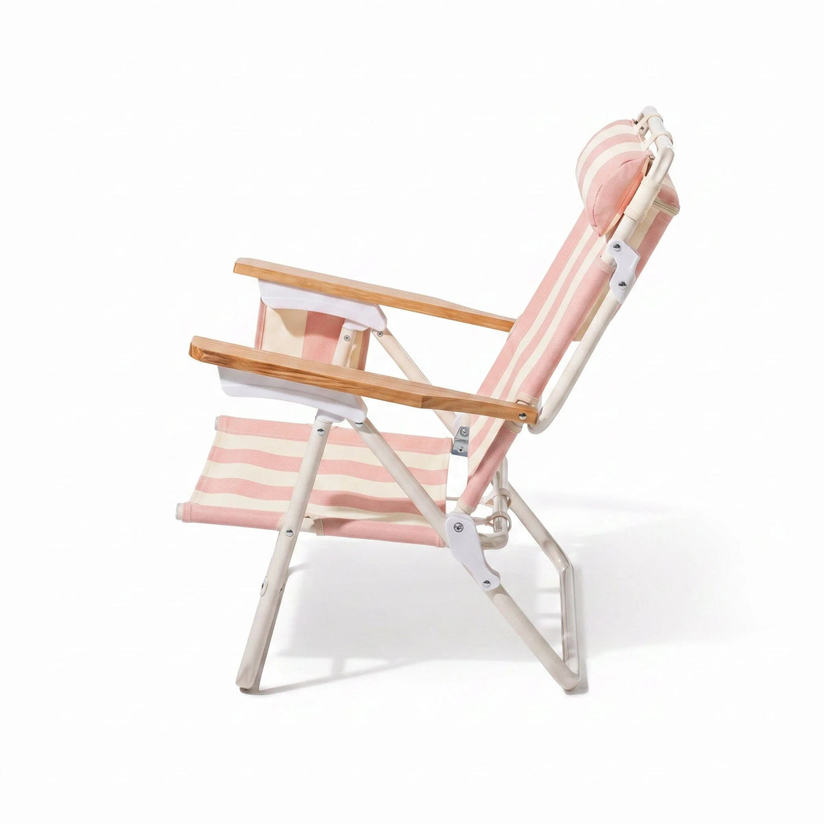 Chaise pliante de plage en toile à rayures rose Crew Pink Stripe The Penny - Business & Pleasure - The Cool Republic