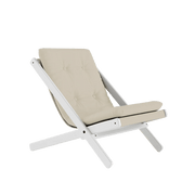 Chaise pliante en hêtre blanc et matelas en coton beige 65x88x75cm Boogie raw - Karup Design - The Cool Republic