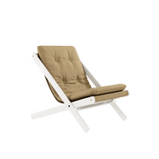 Chaise pliante en hêtre blanc et matelas en coton beige blé 65x88x75cm Boogie raw - Karup Design - The Cool Republic