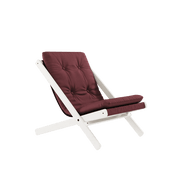 Chaise pliante en hêtre blanc et matelas en coton bordeaux 65x88x75cm Boogie raw - Karup Design - The Cool Republic