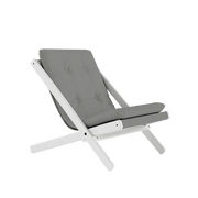 Chaise pliante en hêtre blanc et matelas en coton gris 65x88x75cm Boogie raw - Karup Design - The Cool Republic