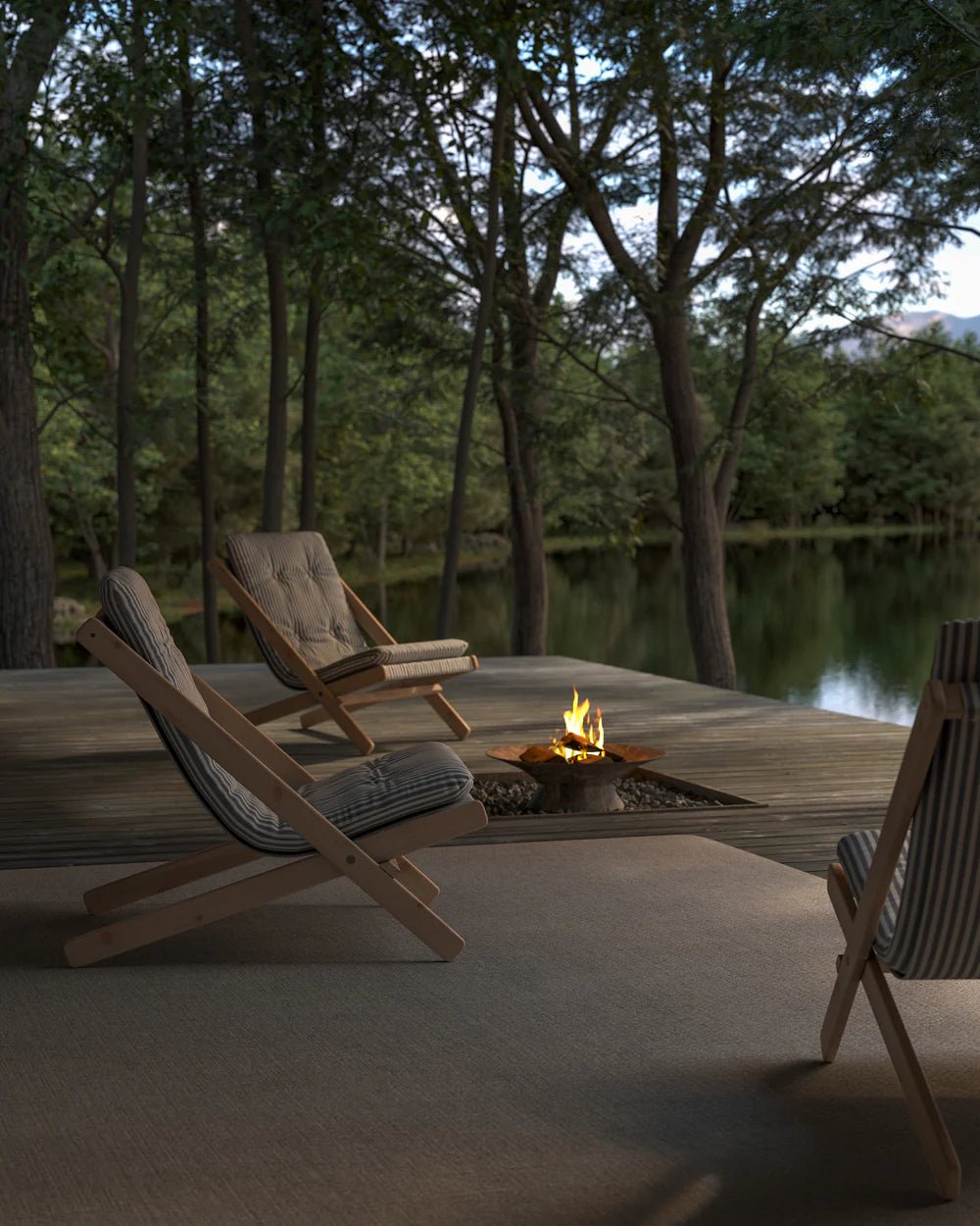 Chaise pliante en hêtre blanc et matelas en coton marron 65x88x75cm Boogie raw - Karup Design - The Cool Republic