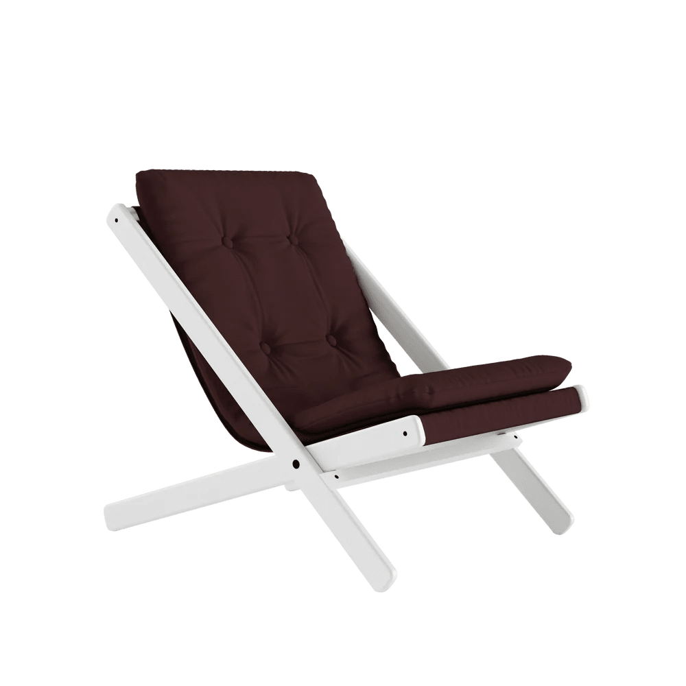 Chaise pliante en hêtre blanc et matelas en coton marron 65x88x75cm Boogie raw - Karup Design - The Cool Republic
