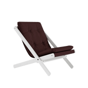 Chaise pliante en hêtre blanc et matelas en coton marron 65x88x75cm Boogie raw - Karup Design - The Cool Republic