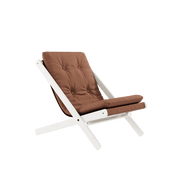 Chaise pliante en hêtre blanc et matelas en coton marron argile 65x88x75cm Boogie raw - Karup Design - The Cool Republic