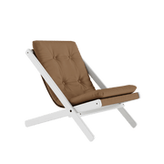 Chaise pliante en hêtre blanc et matelas en coton mocca 65x88x75cm Boogie raw - Karup Design - The Cool Republic