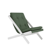 Chaise pliante en hêtre blanc et matelas en coton vert olive 65x88x75cm Boogie raw - Karup Design - The Cool Republic