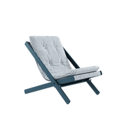 Chaise pliante en hêtre bleu et matelas en coton rayé 65x88x75cm Boogie raw - Karup Design - The Cool Republic
