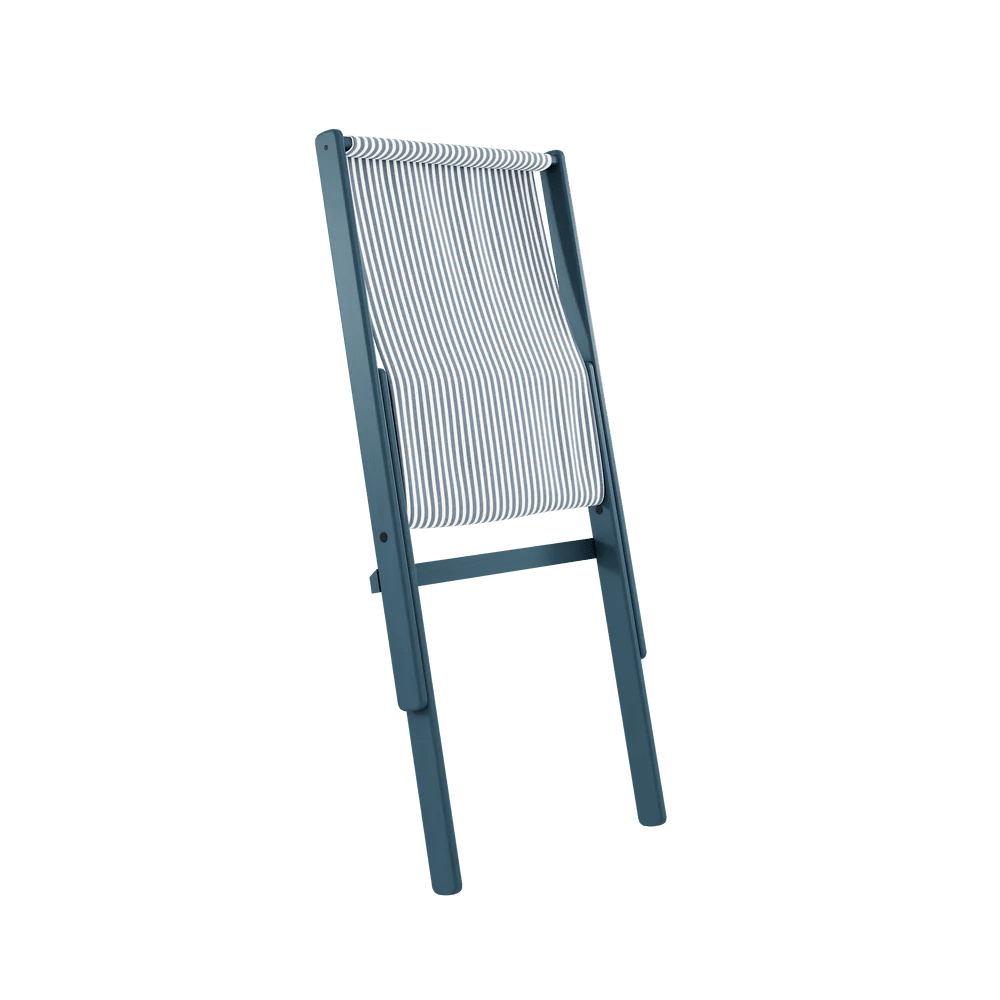 Chaise pliante en hêtre bleu et matelas en coton rayé 65x88x75cm Boogie raw - Karup Design - The Cool Republic